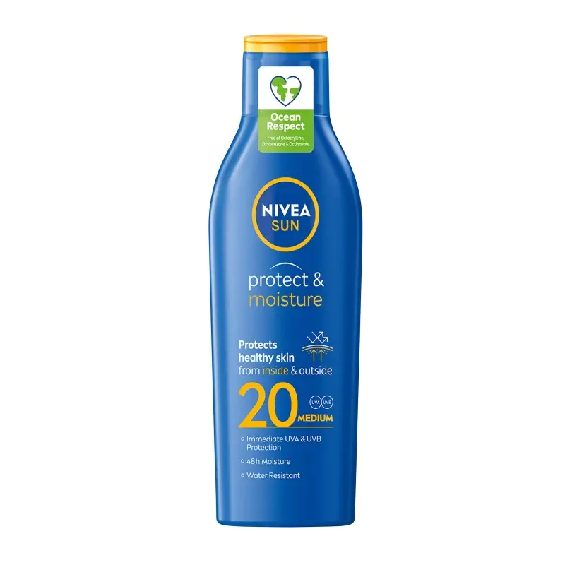 NIVEA SUN Sunscreen Protect & Moisture Lotion SPF20, 200 ml